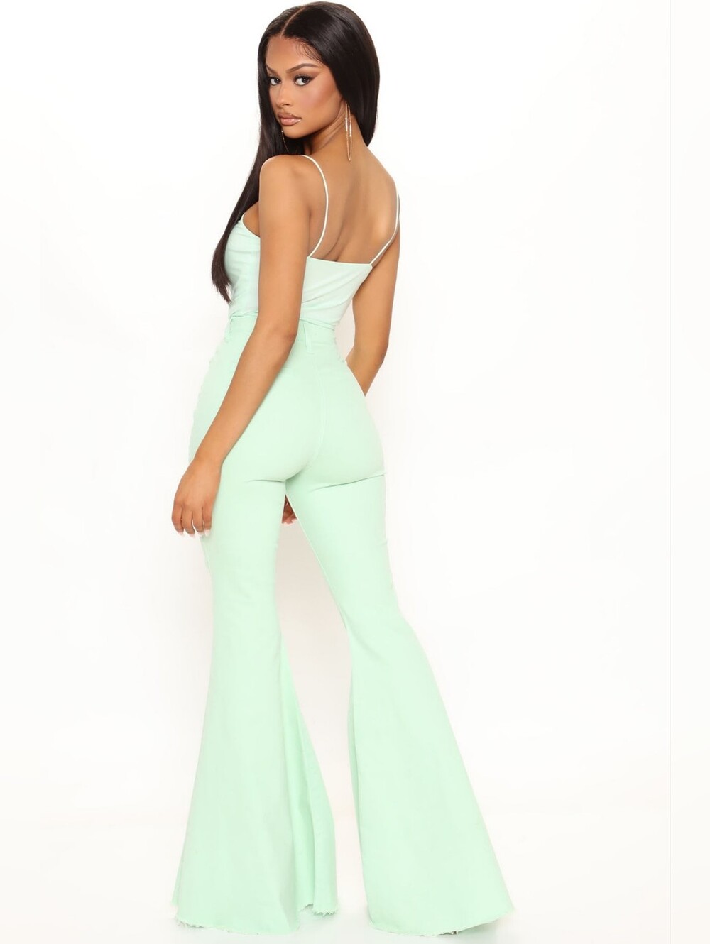 Fashion Nova Naples Super Stretch Mint High-Rise Extreme Flare Jeans - Picture 4 of 5
